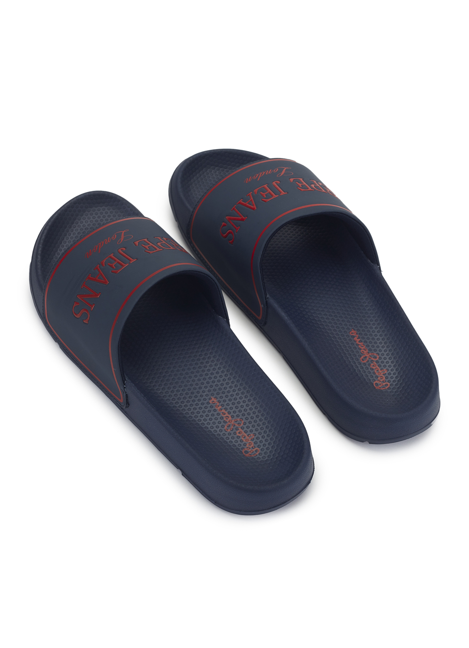 Men Navy Logo Print Anti Skid Sliders, , large image number 3