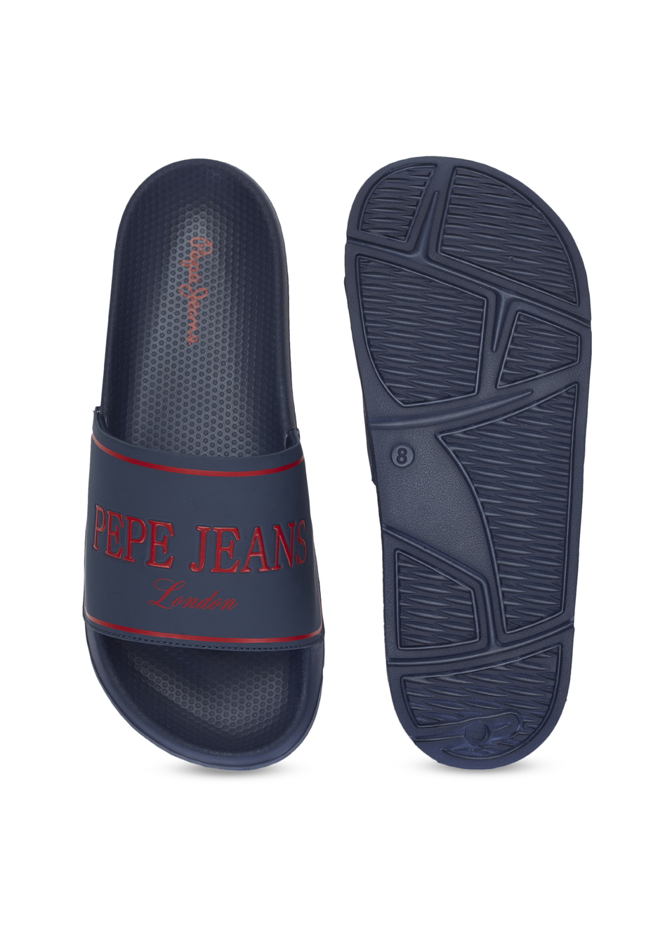 Men Navy Logo Print Anti Skid Sliders, , large image number 4