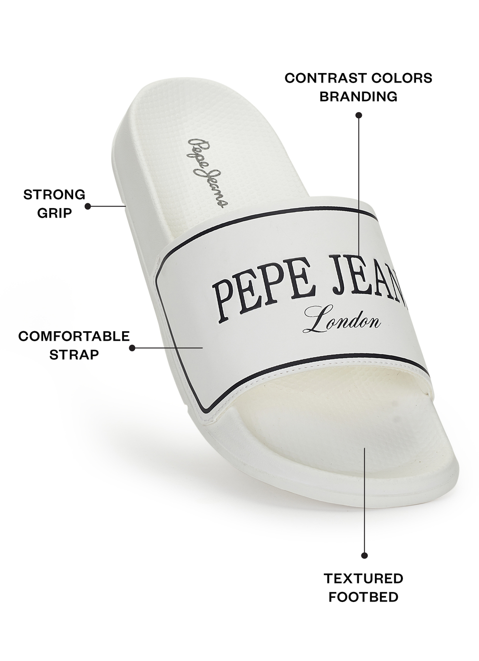 Men White Logo Print Anti Skid Sliders, , large image number 1