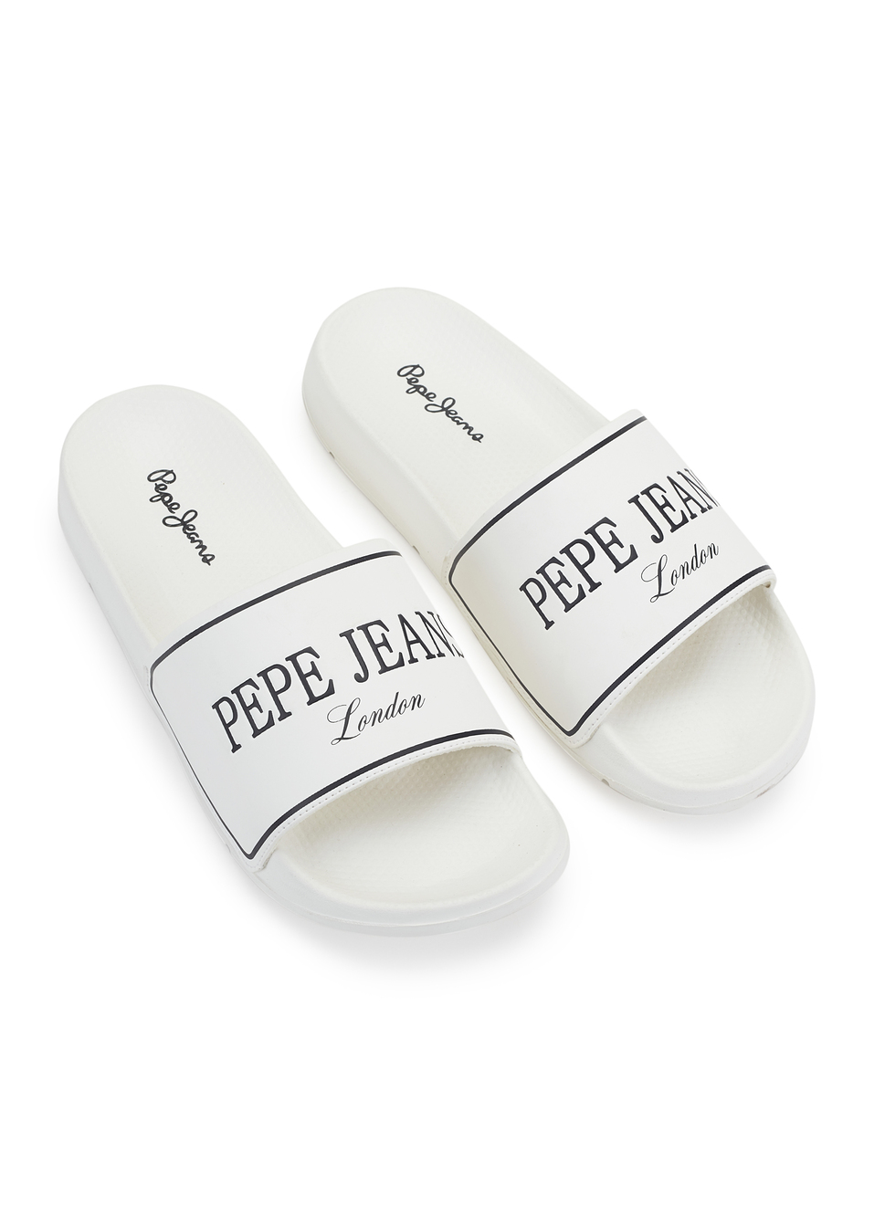 Men White Logo Print Anti Skid Sliders, , large image number 2