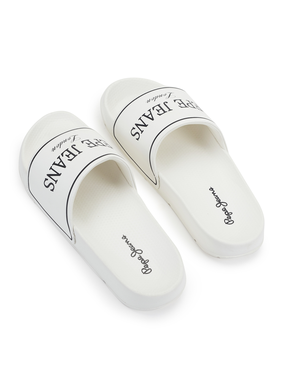 Men White Logo Print Anti Skid Sliders, , large image number 3