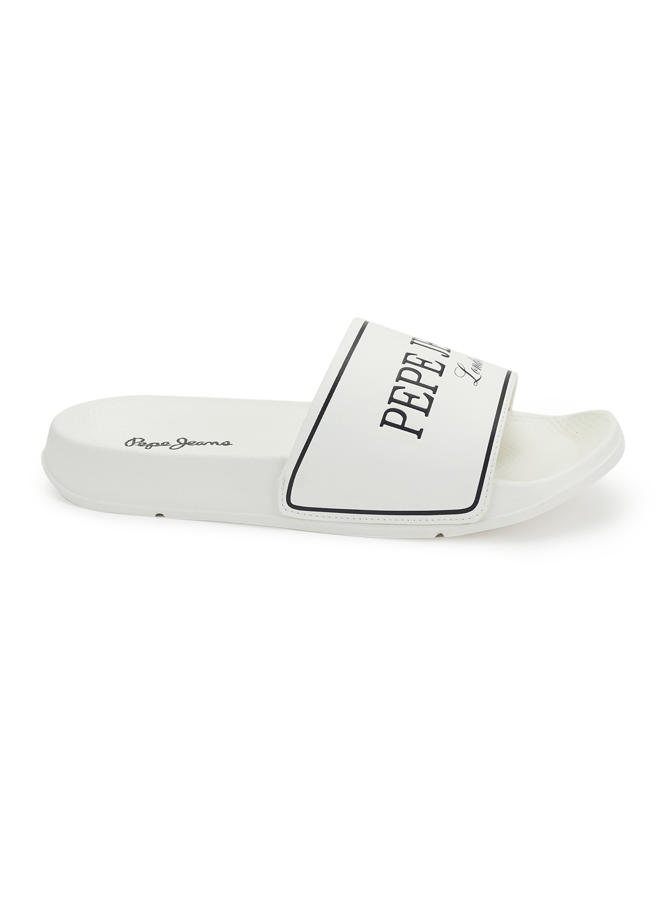 Men White Logo Print Anti Skid Sliders, , large image number 5
