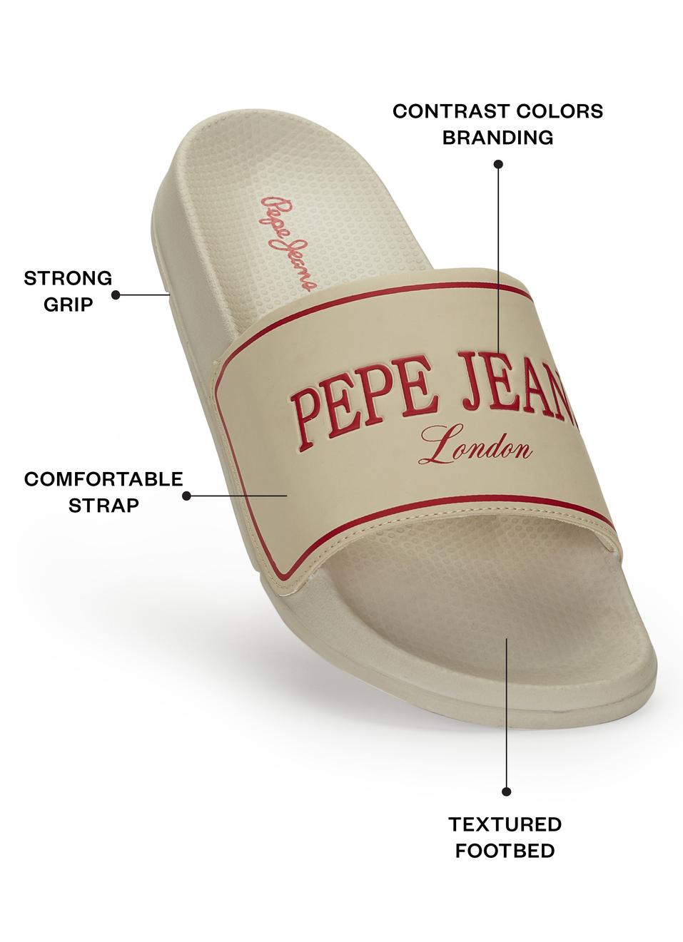 Men Beige Logo Print Anti Skid Sliders, , large image number 1