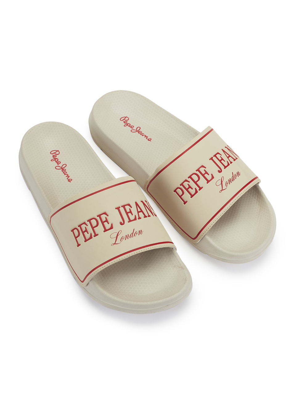 Men Beige Logo Print Anti Skid Sliders, , large image number 2