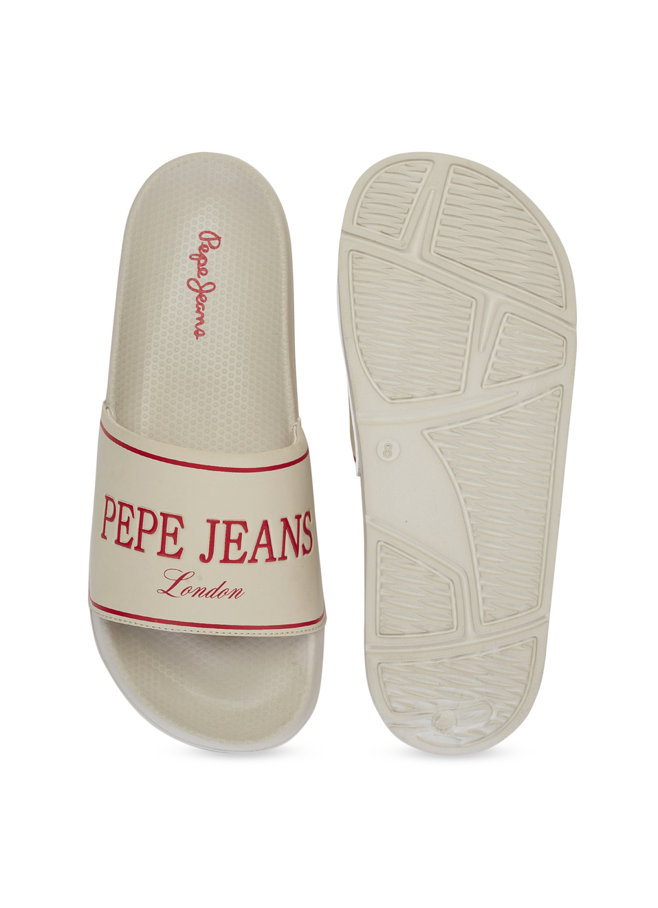 Men Beige Logo Print Anti Skid Sliders, , large image number 4