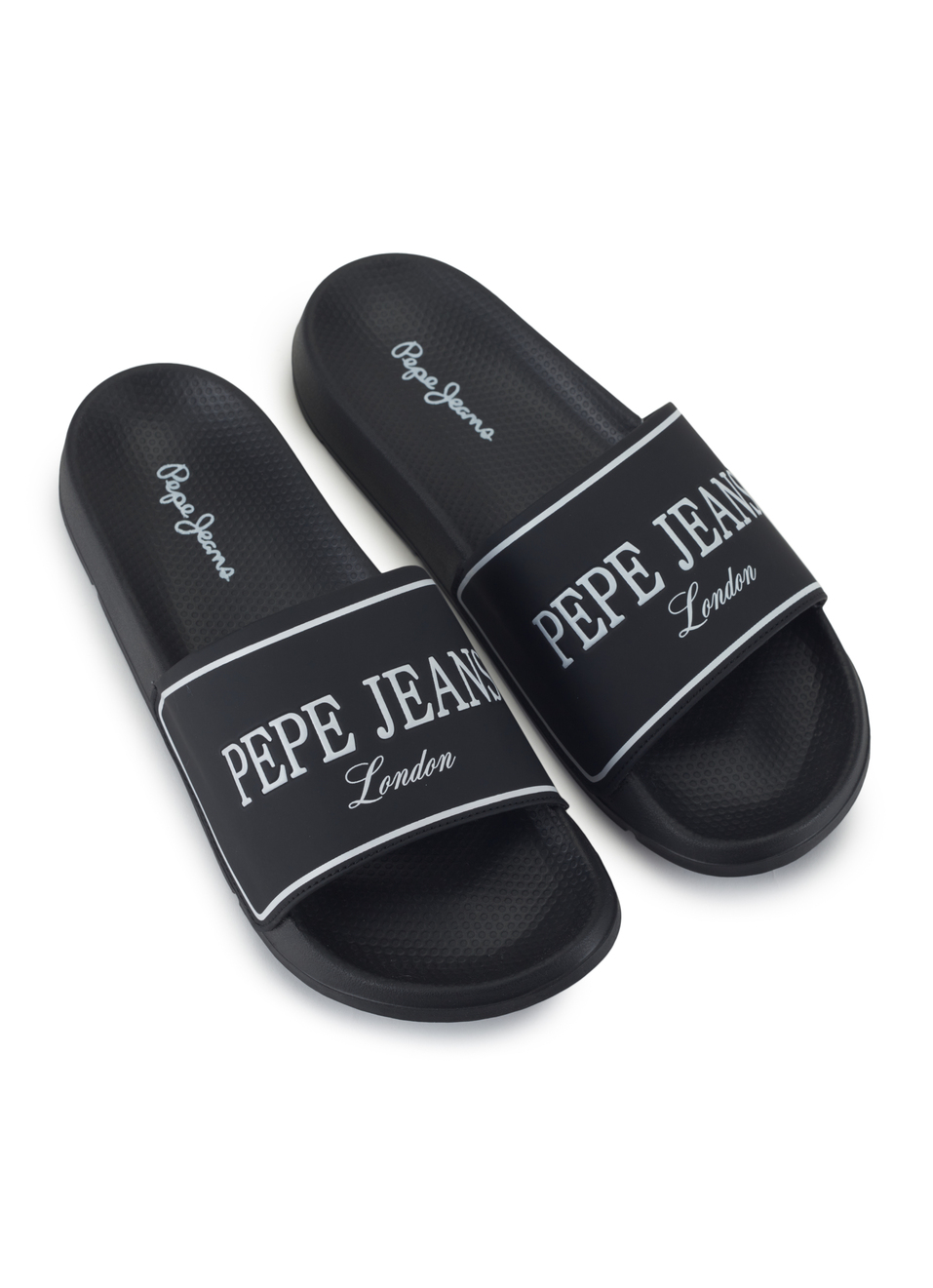 Men Black Logo Print Anti Skid Sliders, , large image number 2