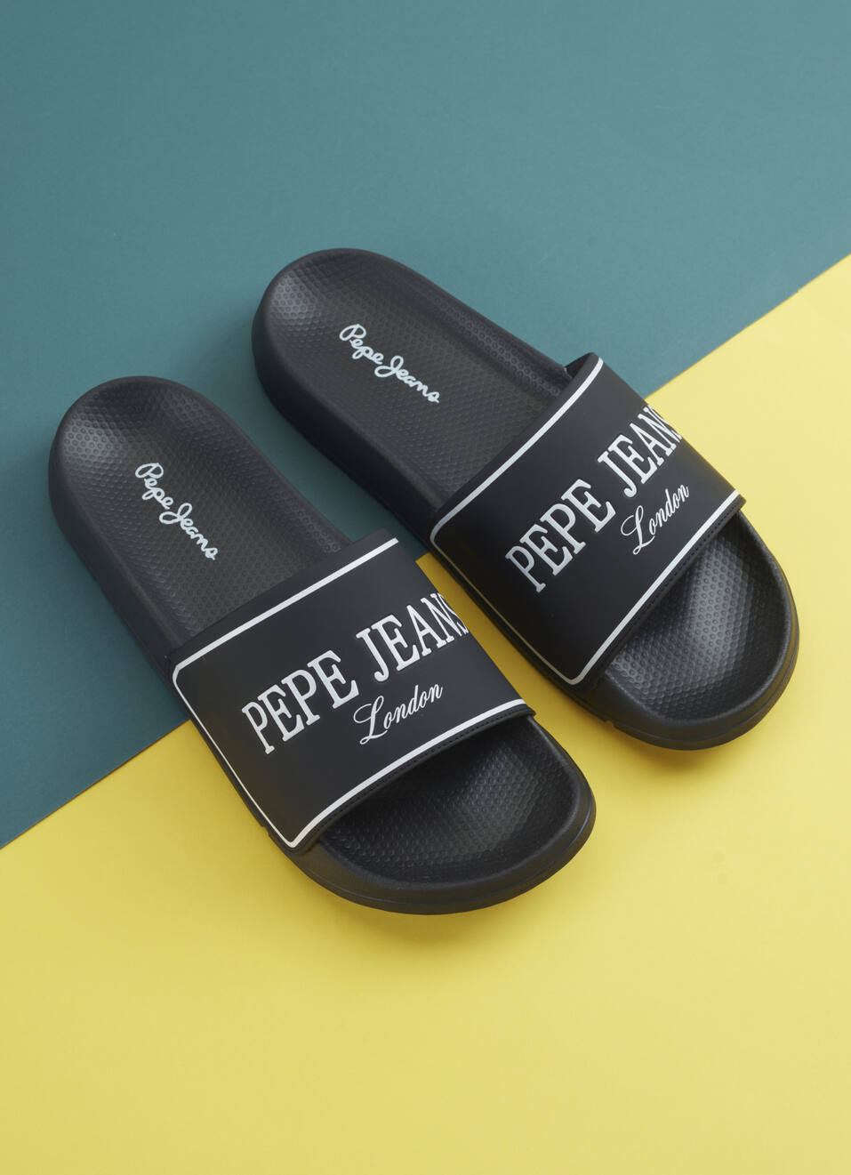 Men Black Logo Print Anti Skid Sliders, , large image number 0