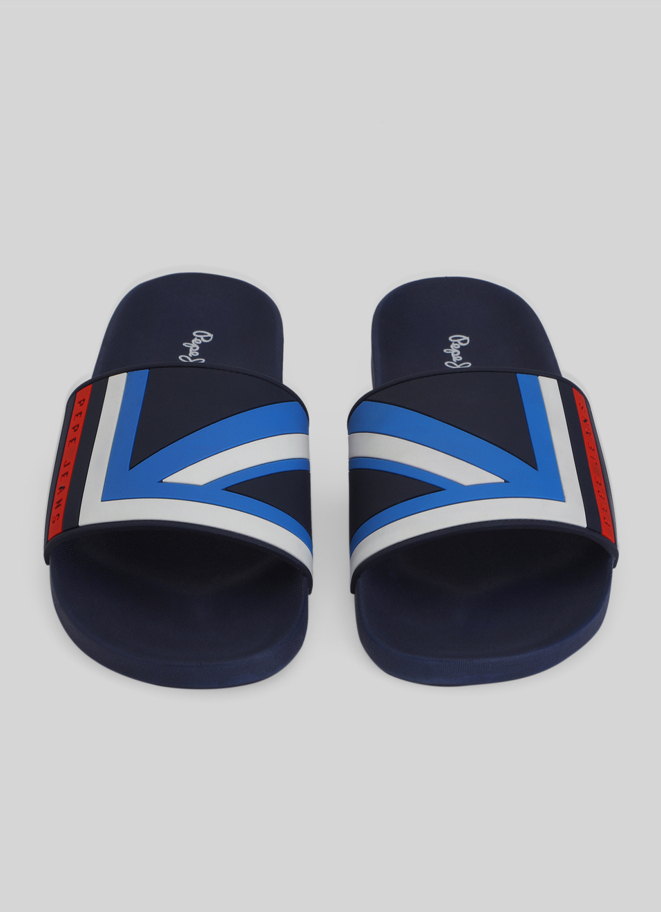 Navy Lightweight Graphic Print Beach Slides, , large image number 2