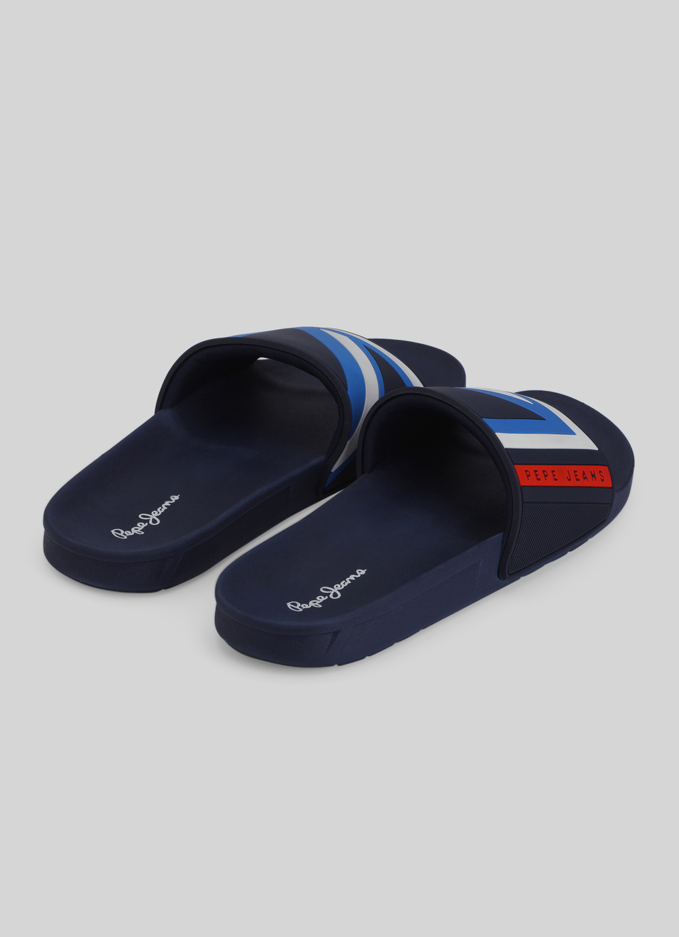 Navy Lightweight Graphic Print Beach Slides, , large image number 3