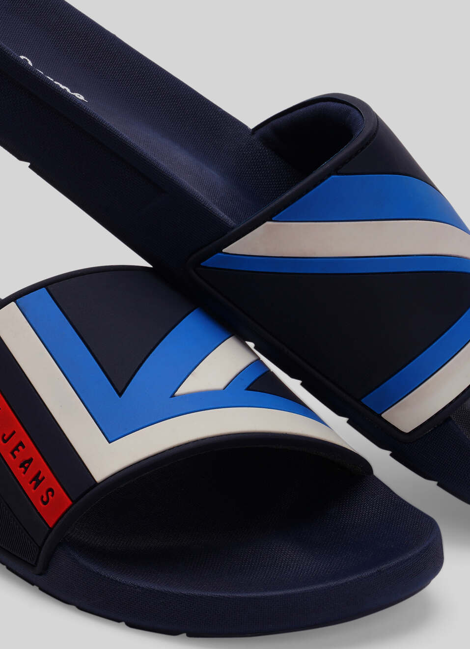 Navy Lightweight Graphic Print Beach Slides, , large image number 4