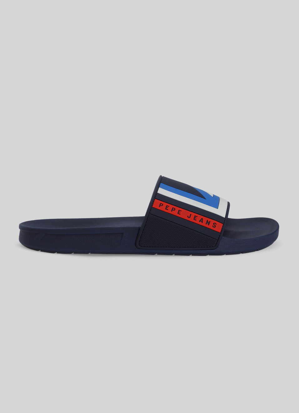 Navy Lightweight Graphic Print Beach Slides, , large image number 0