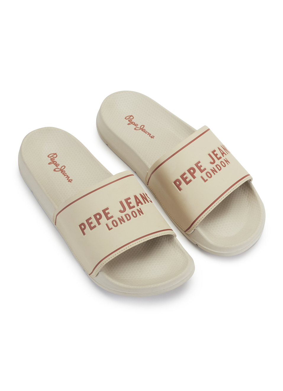 Men Beige Logo Print Anti Skid Sliders, , large image number 2