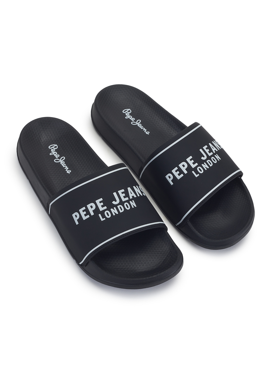 Men Black Logo Print Anti Skid Sliders, , large image number 2