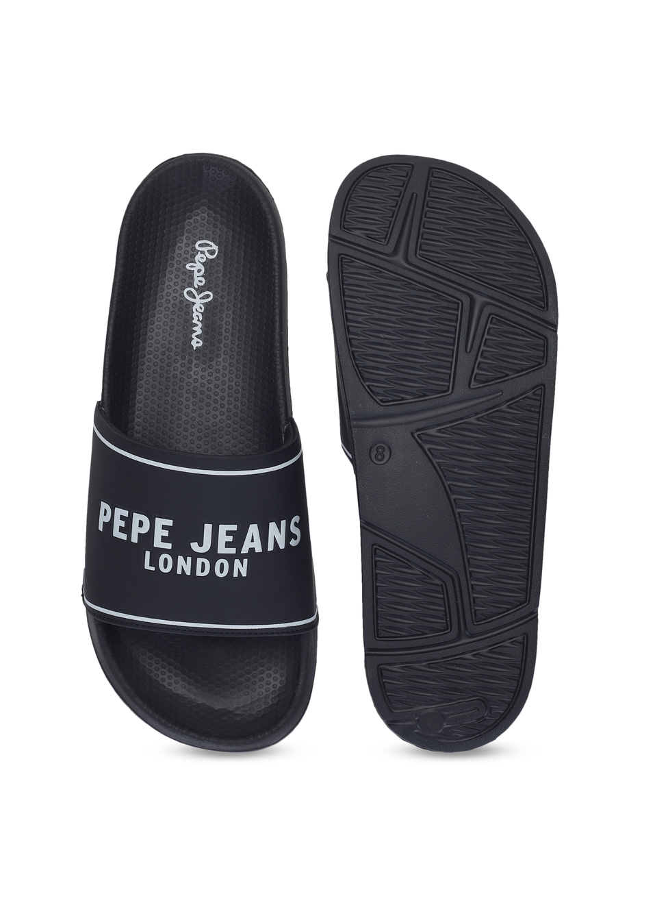 Men Black Logo Print Anti Skid Sliders, , large image number 4