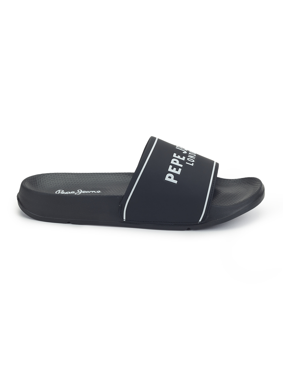 Men Black Logo Print Anti Skid Sliders, , large image number 5