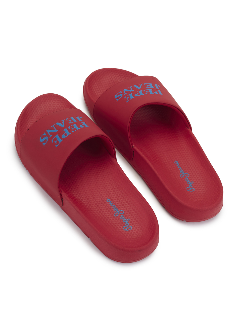 Men Red Logo Print Anti Skid Sliders, , large image number 3