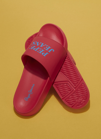 Men Red Logo Print Anti Skid Sliders