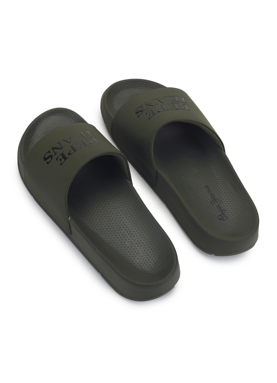 Men Olive Green Logo Print Anti Skid Sliders, , large image number 3