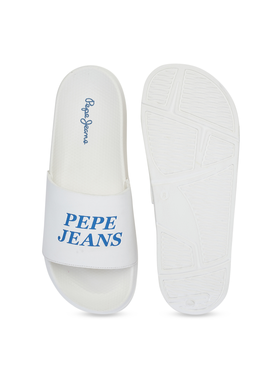 Men White Logo Print Anti Skid Sliders, , large image number 4