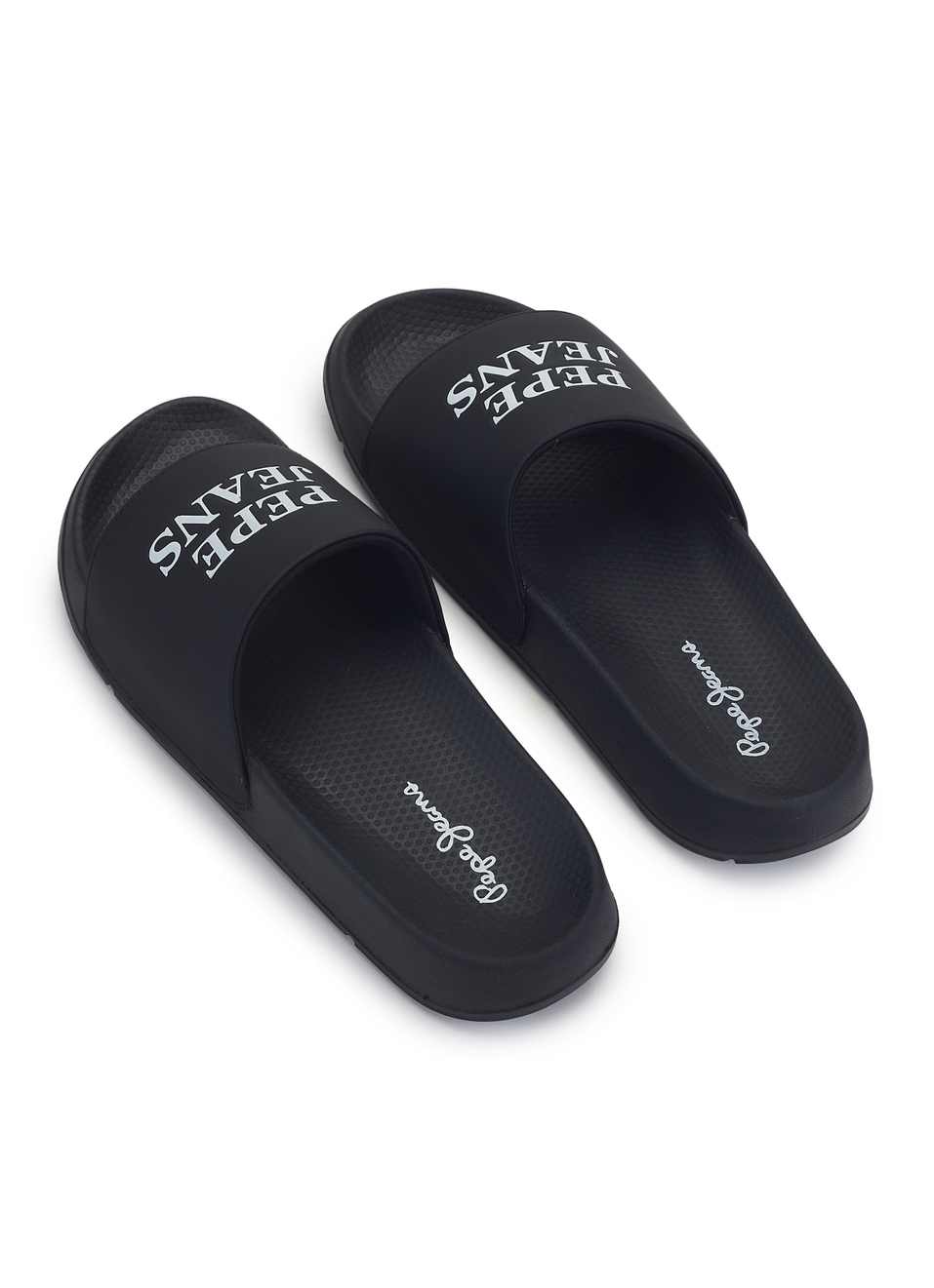 Men Black Logo Print Anti Skid Sliders, , large image number 3
