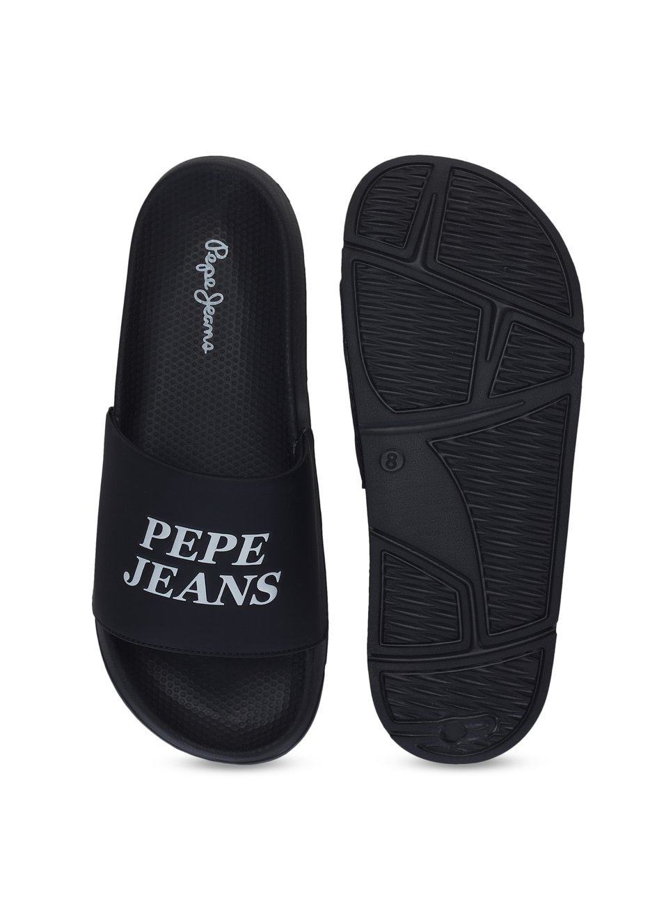 Men Black Logo Print Anti Skid Sliders, , large image number 4