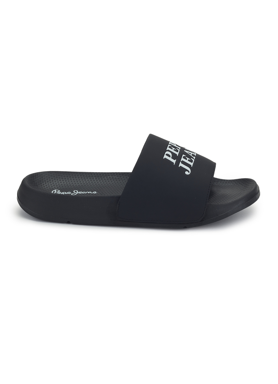 Men Black Logo Print Anti Skid Sliders, , large image number 5