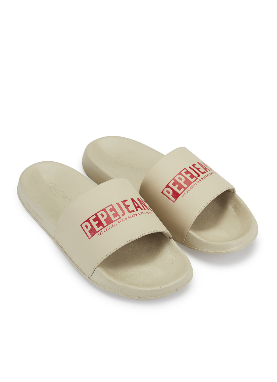 Men Beige Logo Printed Arch Fit With Anti-skid Beach Slides, , large image number 2