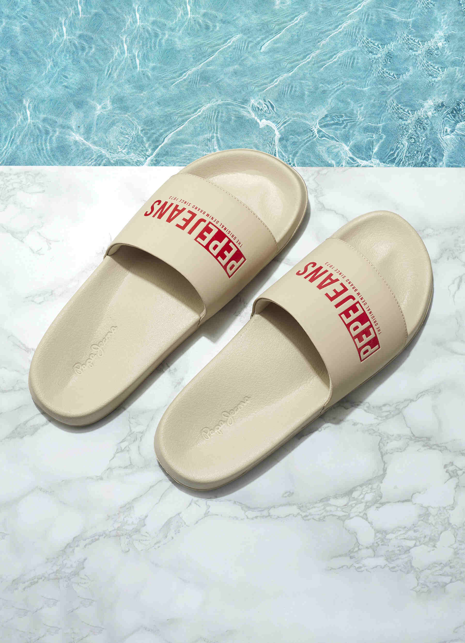 Men Beige Logo Printed Arch Fit With Anti-skid Beach Slides, , large image number 7