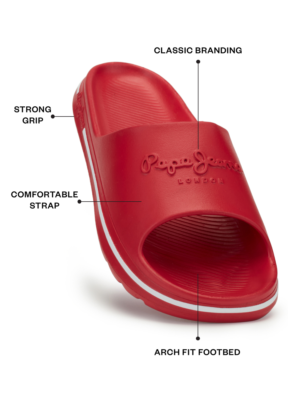 Men Red Classic Logo Lightweight Slides, , large image number 1