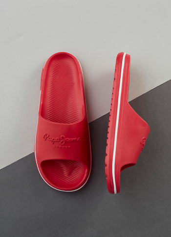 Men Red Classic Logo Lightweight Slides