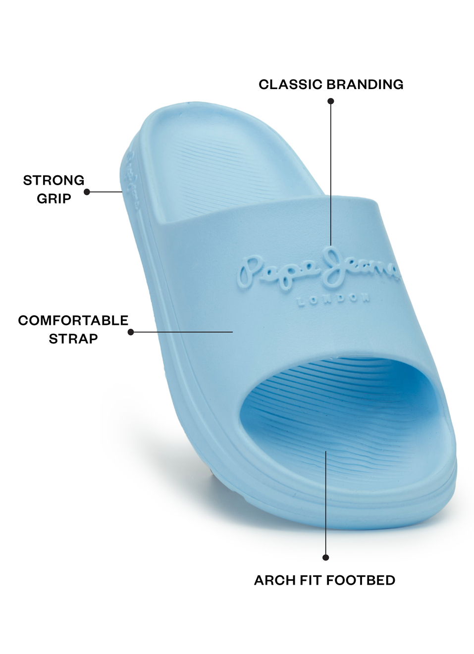 Men Sky Blue Classic Logo Lightweight Slides, , large image number 1