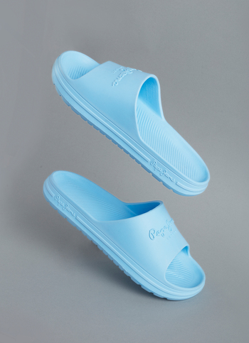 Men Sky Blue Classic Logo Lightweight Slides