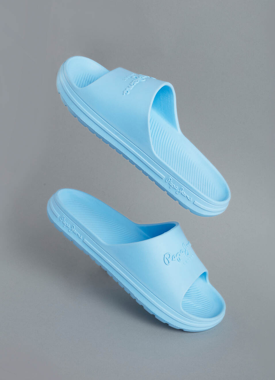 Men Sky Blue Classic Logo Lightweight Slides, , large image number 0