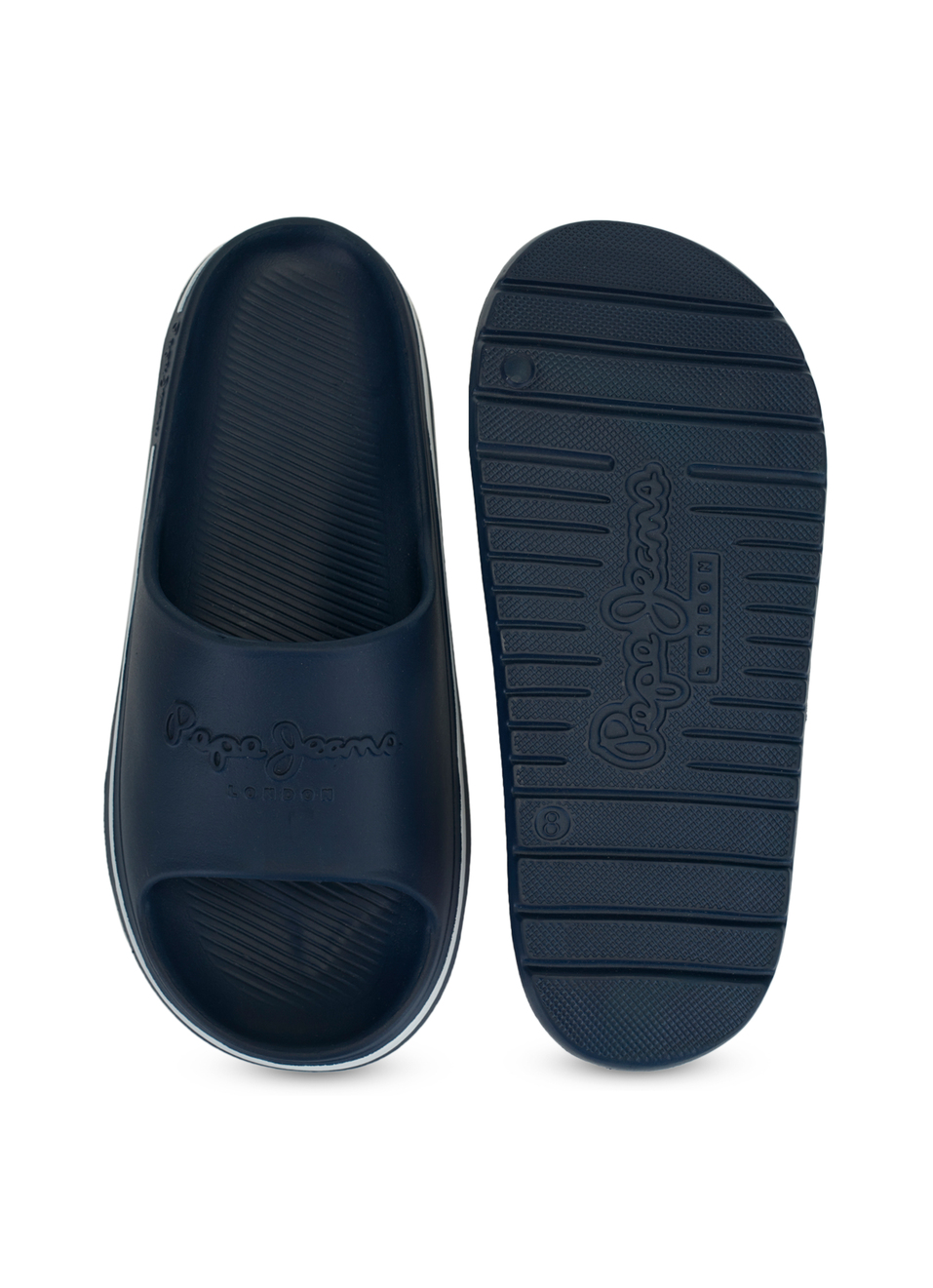 Men Navy Classic Logo Lightweight Slides, , large image number 4