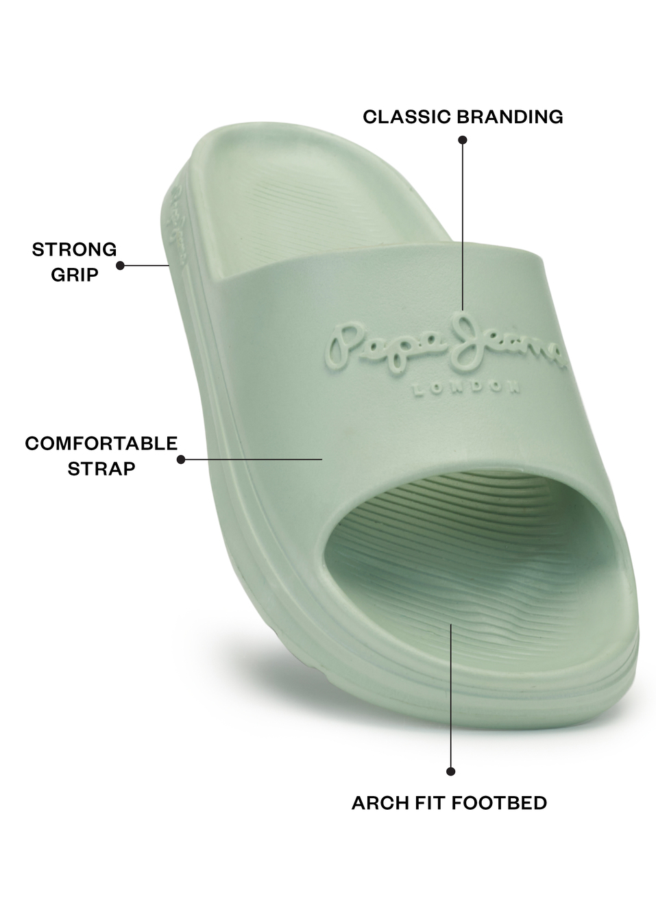 Men Pistachio Green Classic Logo Lightweight Slides, , large image number 1