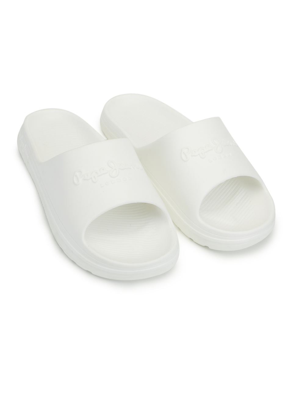 Men White Classic Logo Lightweight Slides, , large image number 2