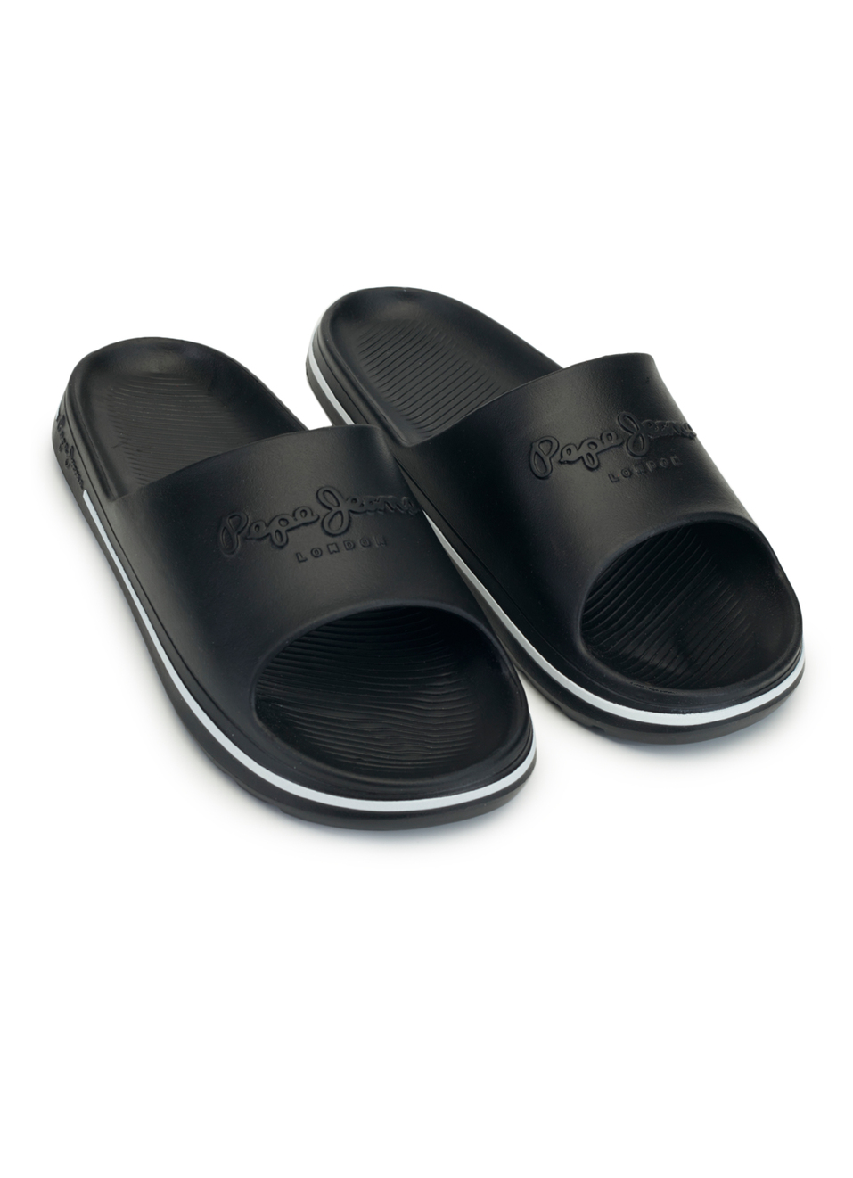 Men Black Classic Logo Lightweight Slides, , large image number 2