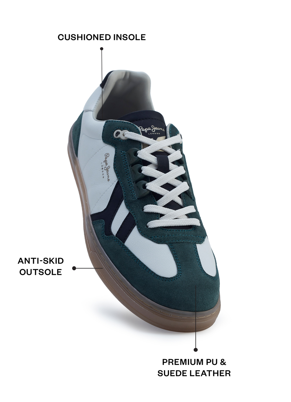 Men White Colorblock Lace Up Sneakers, , large image number 2