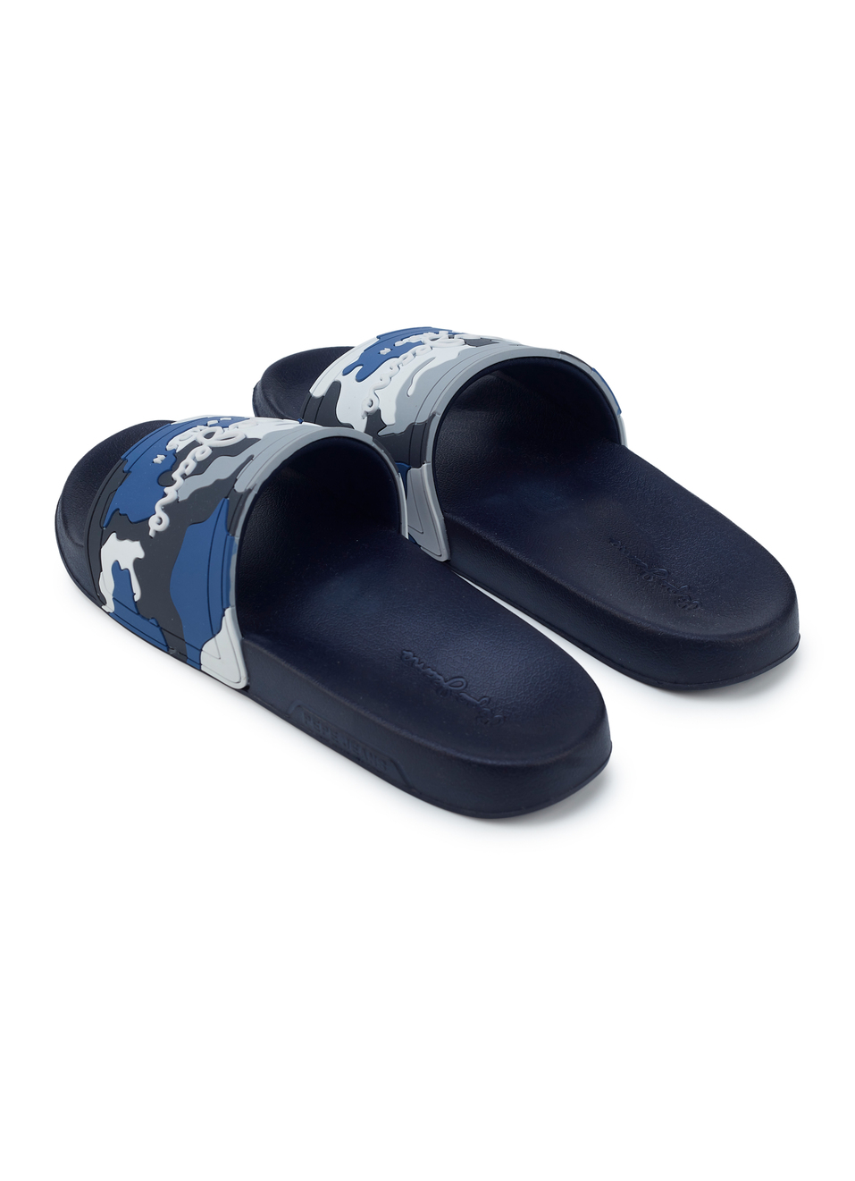Men Blue Camouflage Slip On Slides, , large image number 3