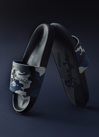 Men Blue Camouflage Slip On Slides