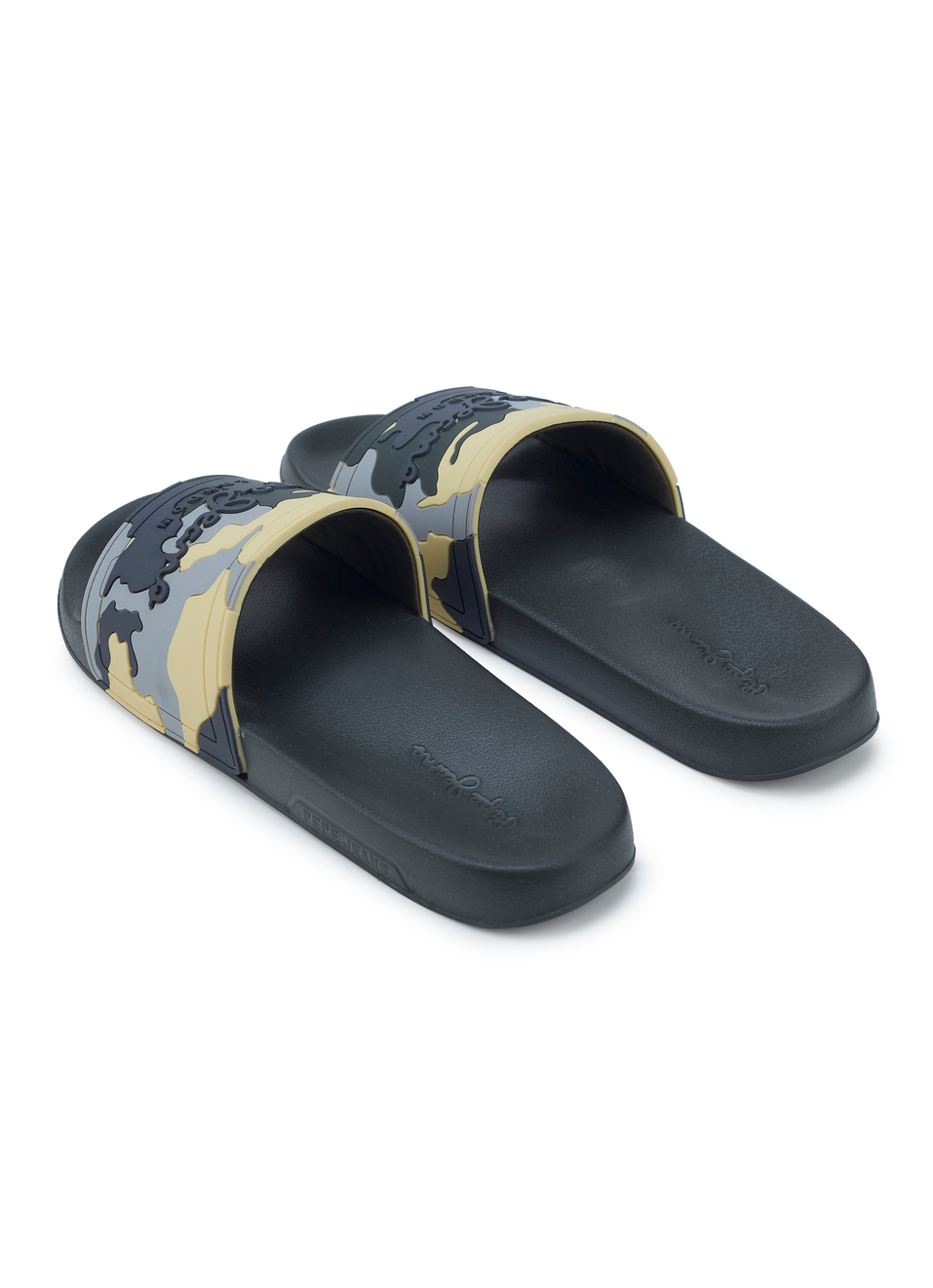 Men Olive Green Camouflage Slip On Slides, , large image number 3