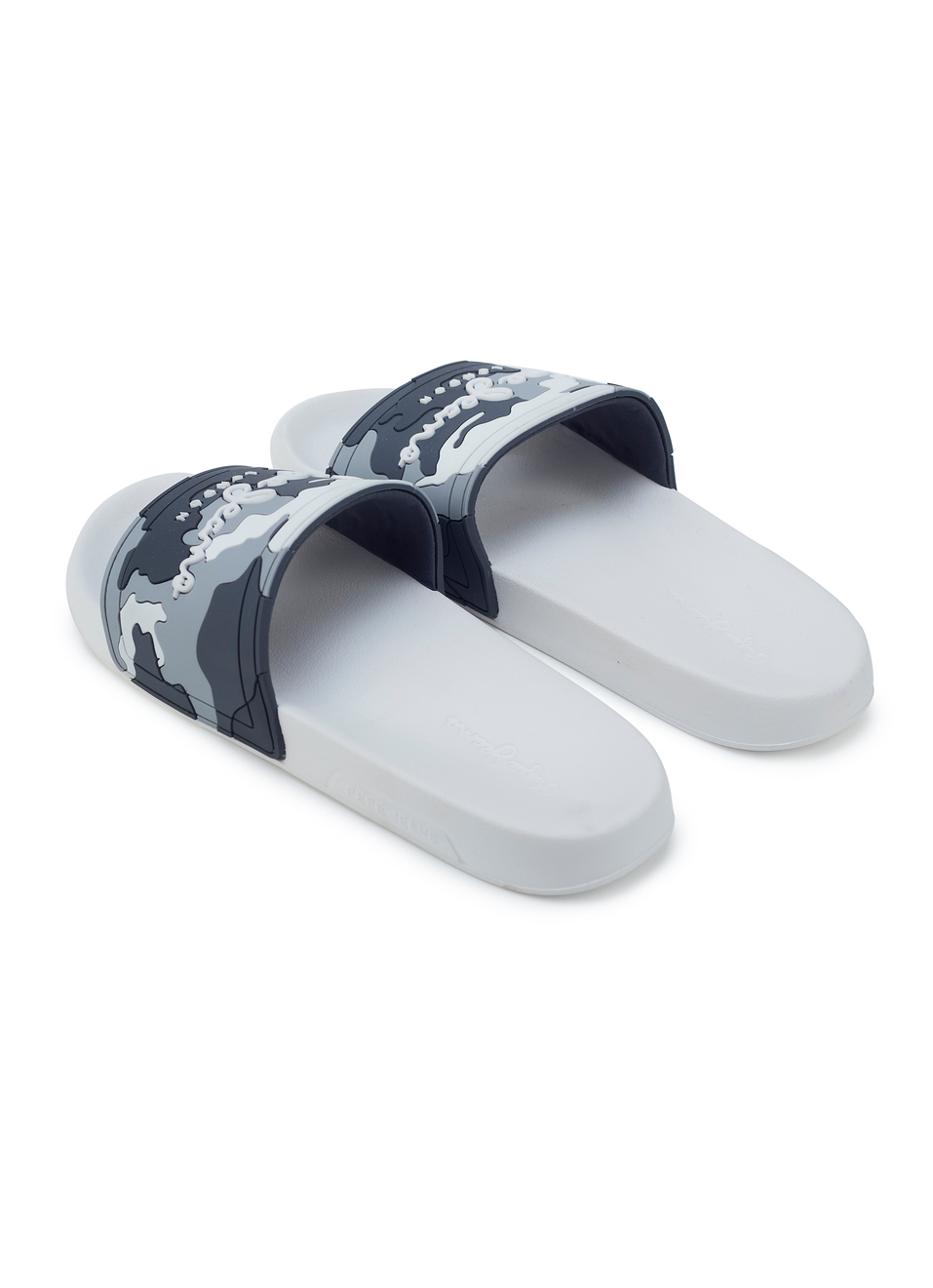 Men White Camouflage Slip On Slides, , large image number 3