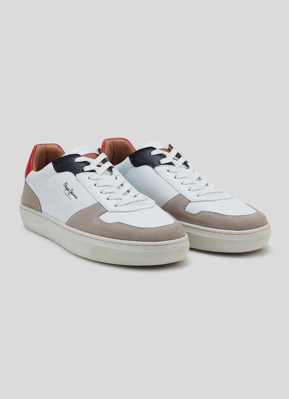 Men Red Colorblock Pu Suede Lace Up Sneakers, , large image number 1
