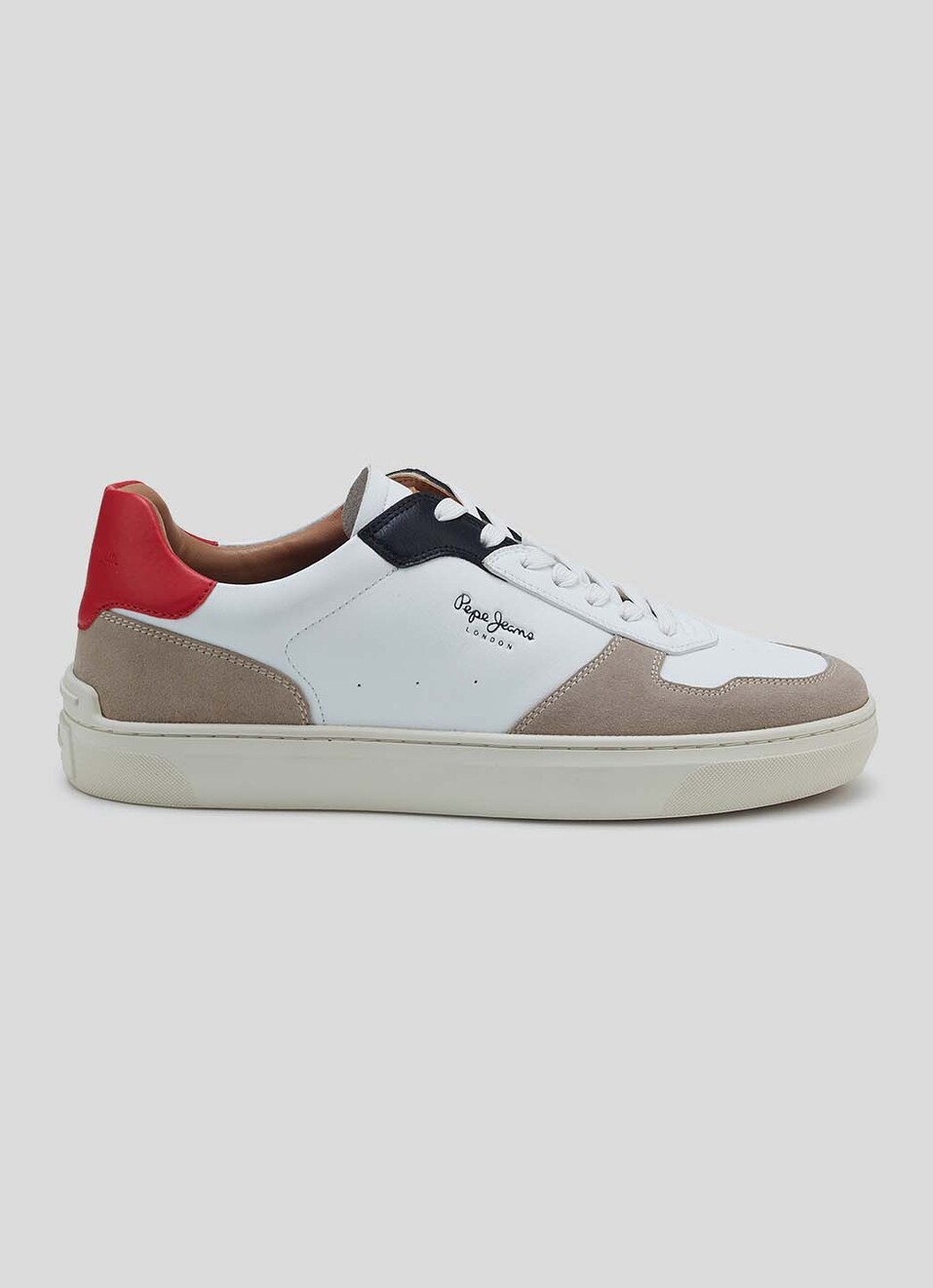 Men Red Colorblock Pu Suede Lace Up Sneakers, , large image number 5