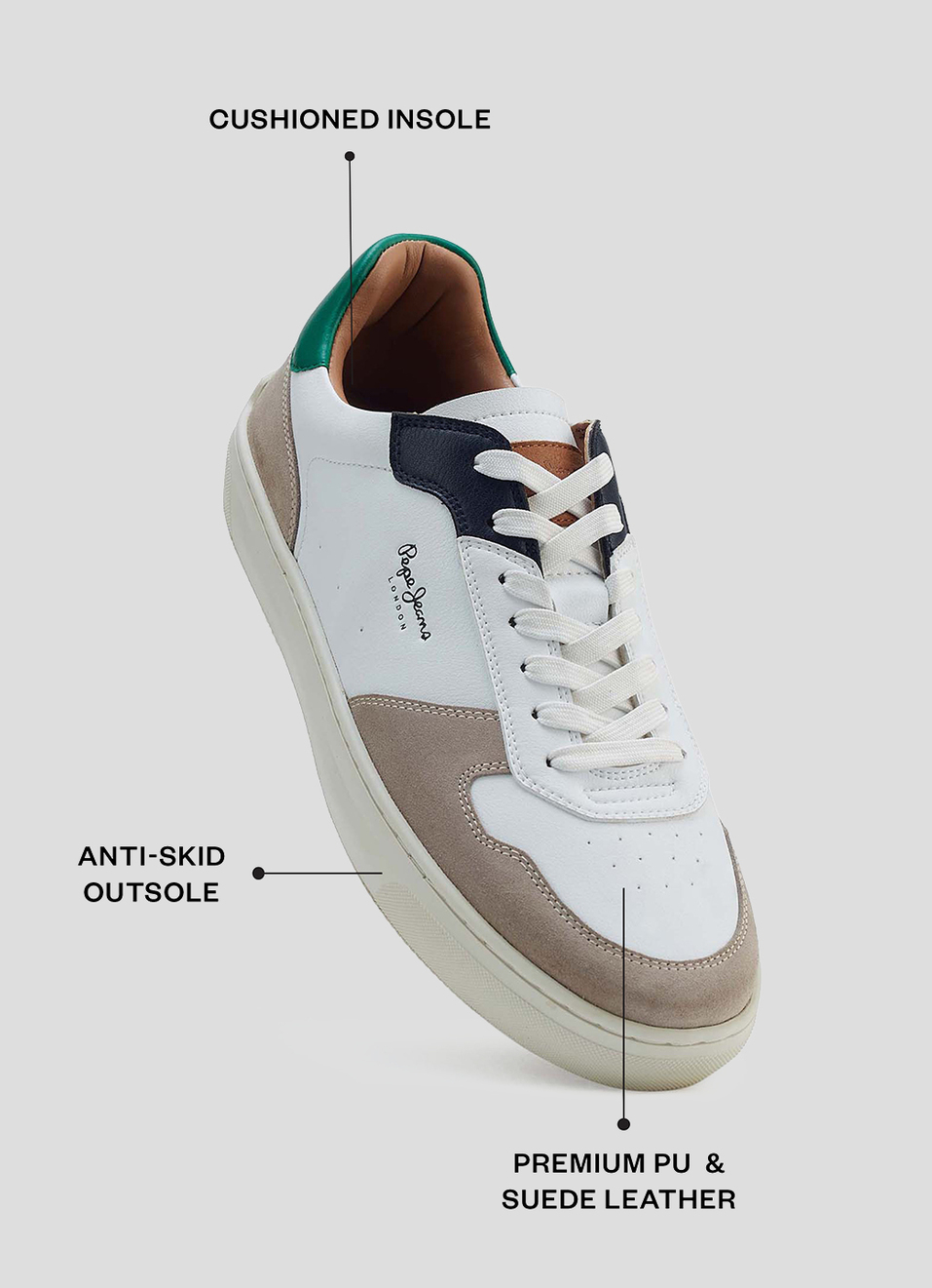 Men Green Colorblock Pu Suede Lace Up Sneakers, , large image number 2
