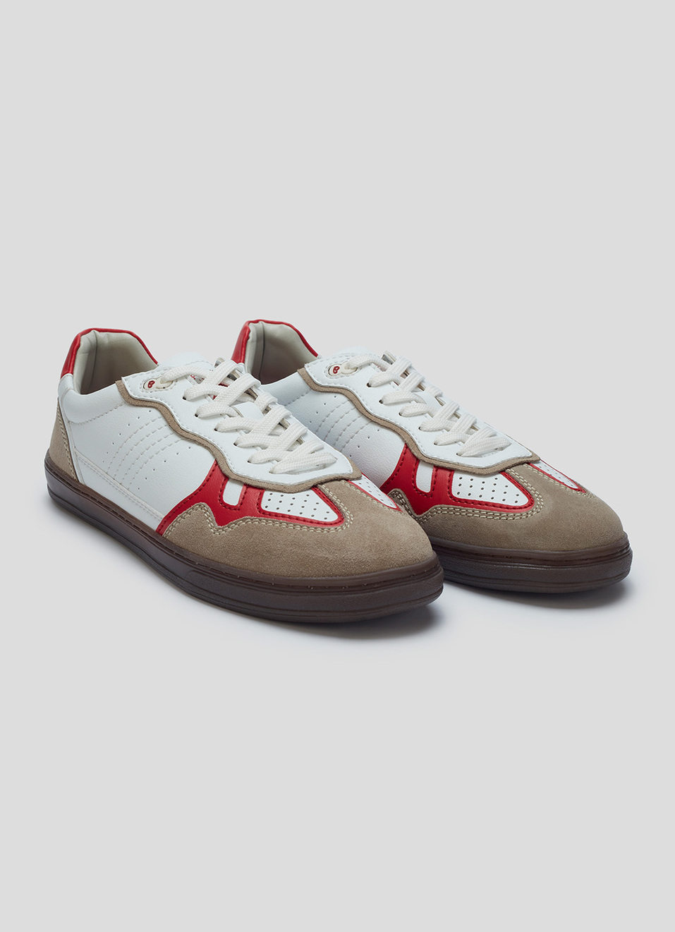 Men Red Colorblock Lace Up Sneakers, , large image number 1