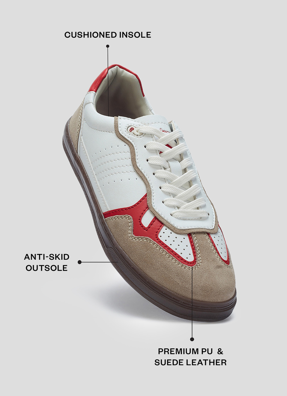 Men Red Colorblock Lace Up Sneakers, , large image number 2