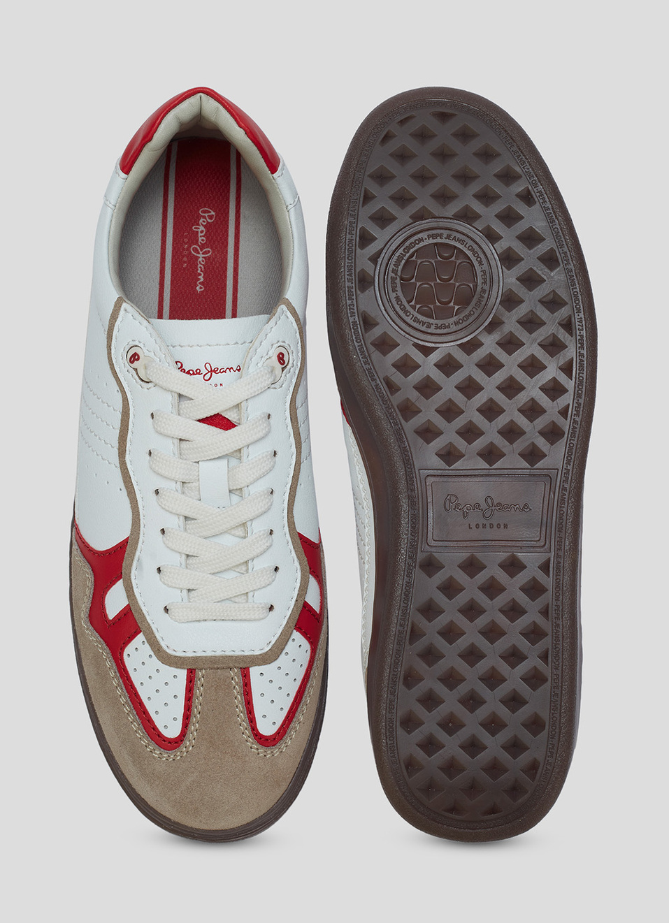 Men Red Colorblock Lace Up Sneakers, , large image number 4