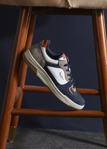 Navy And Grey Retro Anti-skid Cupsole Sneakers | Pepe Jeans India
