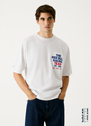 Red Bull Racing X Pepe Jeans Pocket Print Oversized Tee